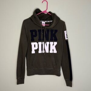 PINK Victoria's Secret pullover Olive Hoodie sweatshirt PINK Logo woman size S